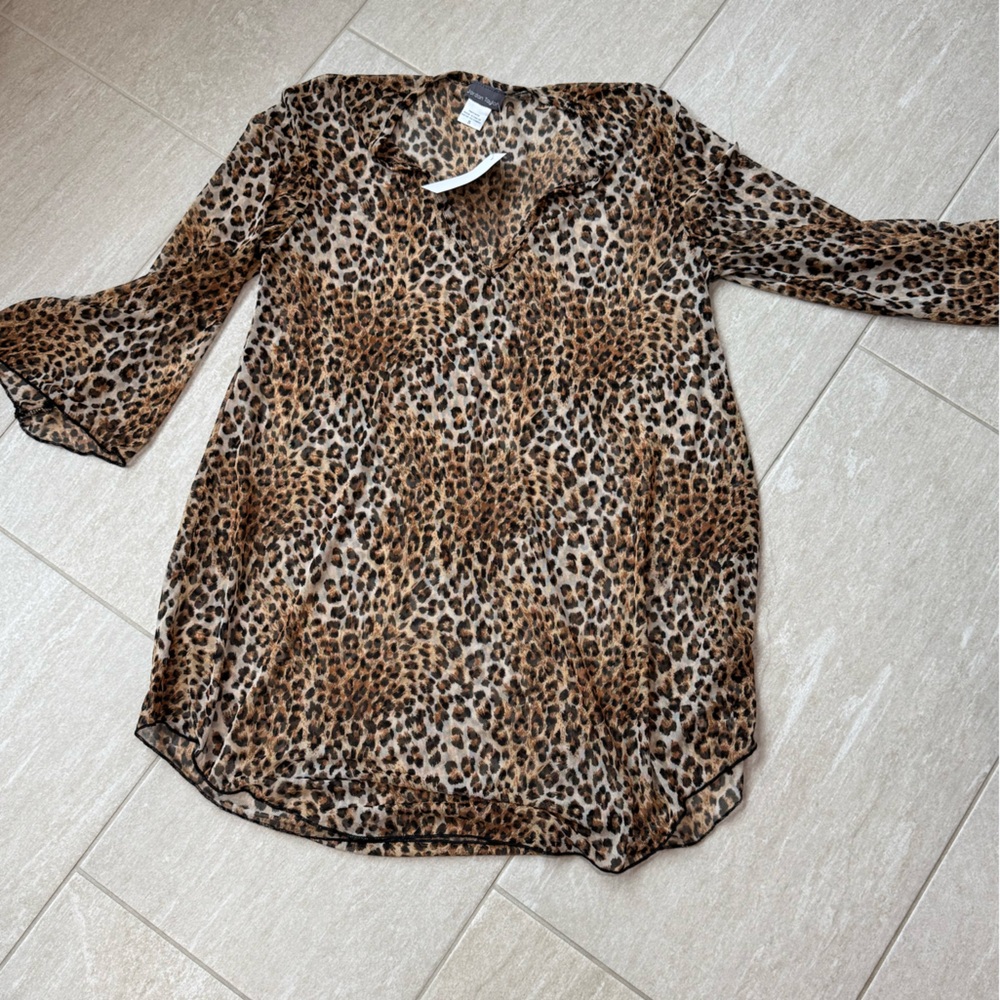 🐆🆕Jordan Taylor Leopard Print Sheer Coverup, Small🐆